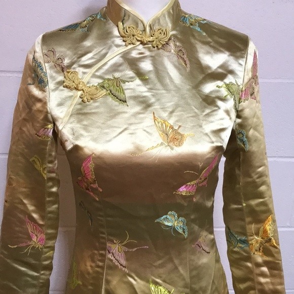Gold L/S Maxi Dress Sm. - Picture 2 of 9